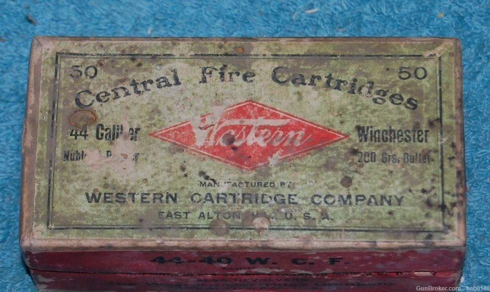 Vintage Full 2 Piece Box of Western Rifle Cartridges 44 Cal 44-40 WCF-img-0