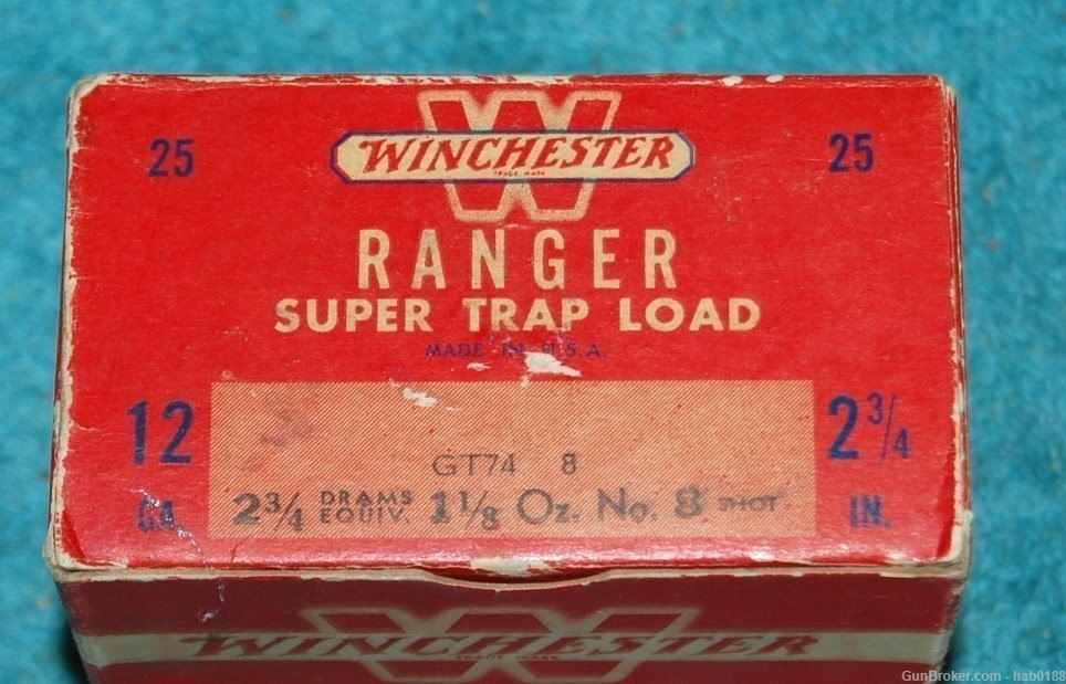 Vintage Full Box of Winchester Ranger Super Trap Load 12 Ga Shotgun Shells-img-1