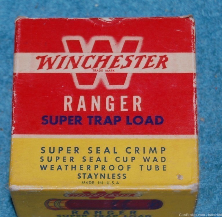Vintage Full Box of Winchester Ranger Super Trap Load 12 Ga Shotgun Shells-img-3