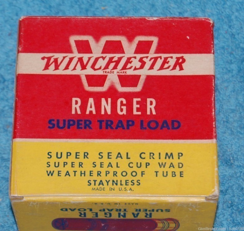 Vintage Full Box of Winchester Ranger Super Trap Load 12 Ga Shotgun Shells-img-0