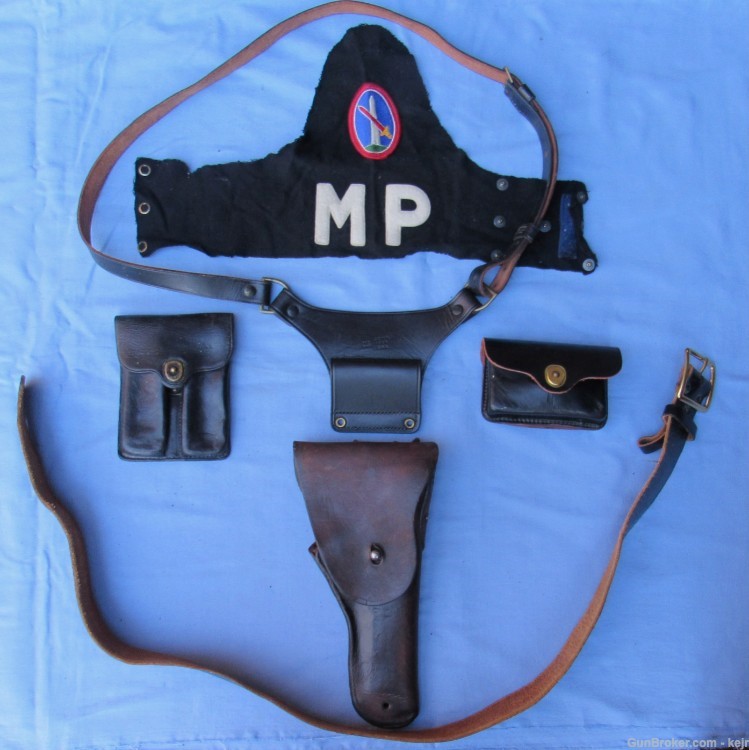 US Army Military Police Black Leather Holster Rig, 1943-1961-img-0