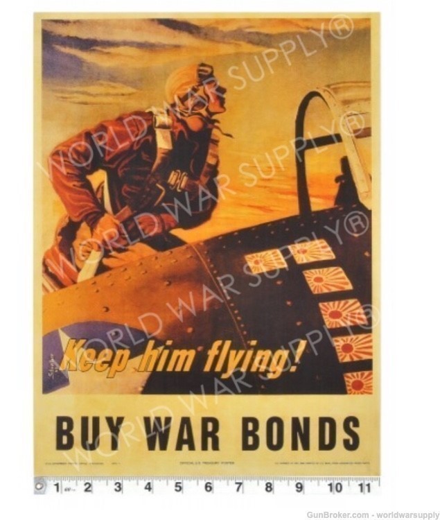 Keep Him Flying Buy War Bonds US WW2 War Poster-img-1