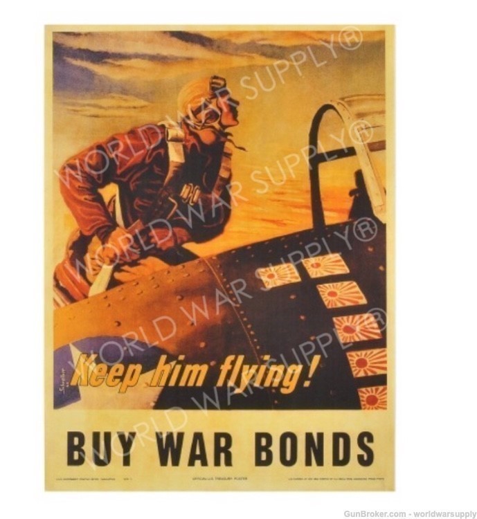 Keep Him Flying Buy War Bonds US WW2 War Poster-img-0