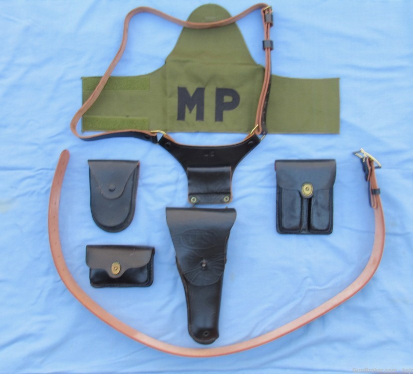 US Army Military Police Black Leather Holster Rig, 1967-1995-img-0