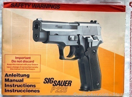 Sig Sauer SigArms Owners P226 Manual - Tysons Cornes VA-img-0
