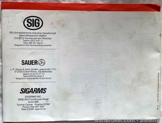 Sig Sauer SigArms Owners P226 Manual - Tysons Cornes VA-img-1