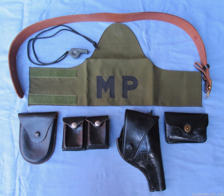 US Army Military Police Woman's Black Leather Holster Rig, S&W Victory 1974-img-0