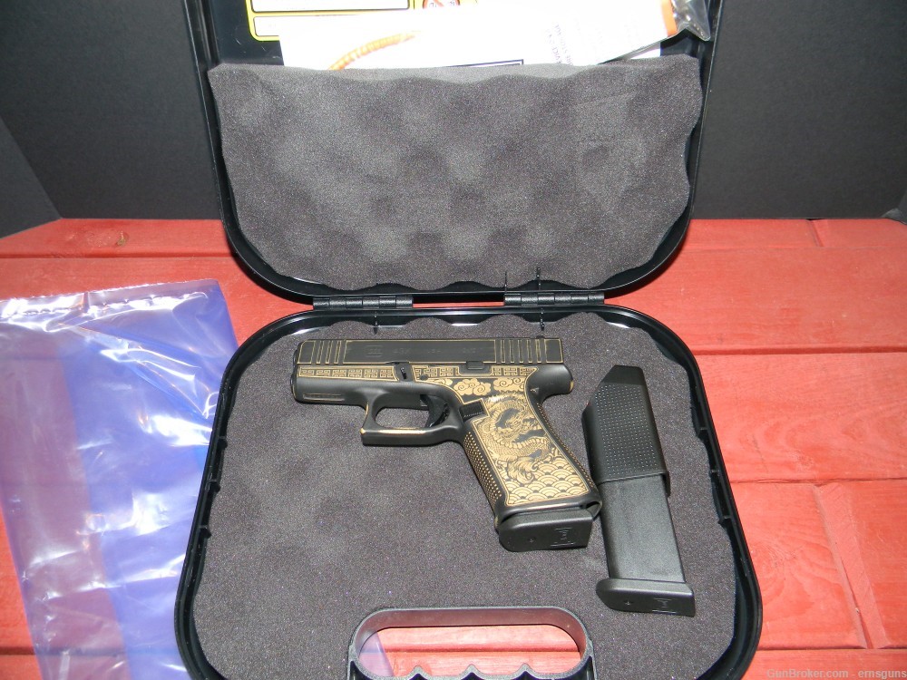 Glock 43XC 9mm DRAGON! MOS, Ported, Custom! Blk & Gold BW Finish! NIB! Rare-img-1