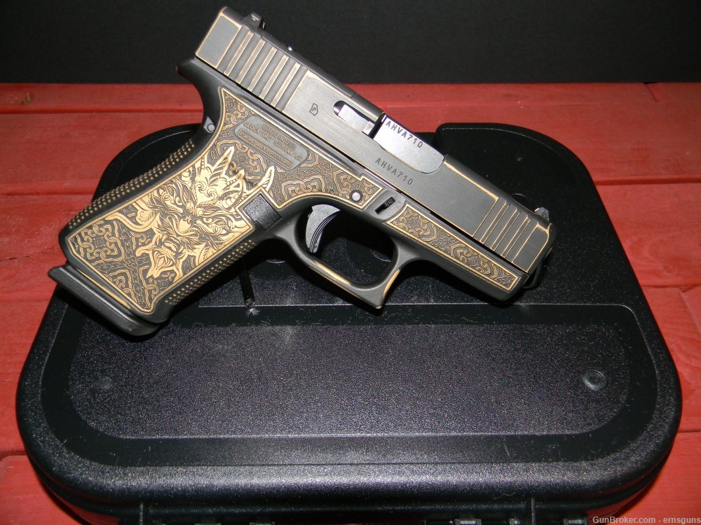Glock 43XC 9mm DRAGON! MOS, Ported, Custom! Blk & Gold BW Finish! NIB! Rare-img-3