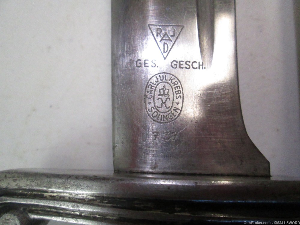 WWII German labor Heuer Dagger with Scabbard & hanger marked Krebs #Y90-img-7