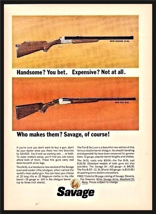 1962 SAVAGE 24-DL & FOX B-DL Combination PRINT AD-img-0