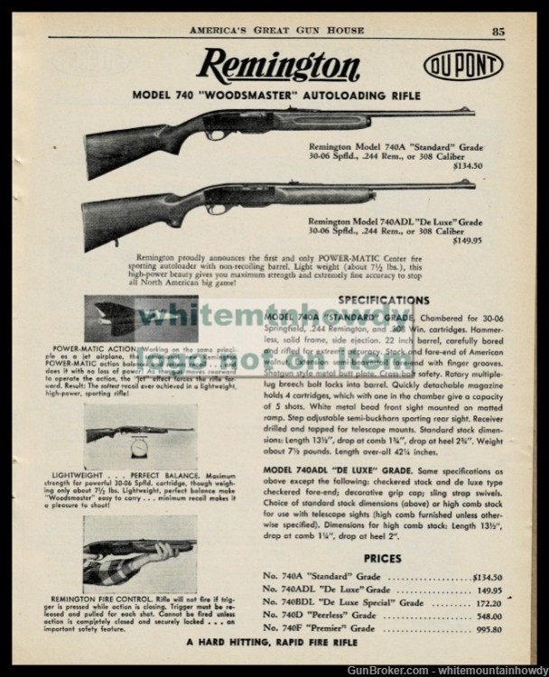 1958 REMINGTON 749 740A740ADL Rifle PRINT AD-img-0