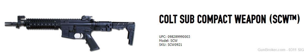 COLT SUB COMPACT WEAPON (SCW) SBR Lower-img-4