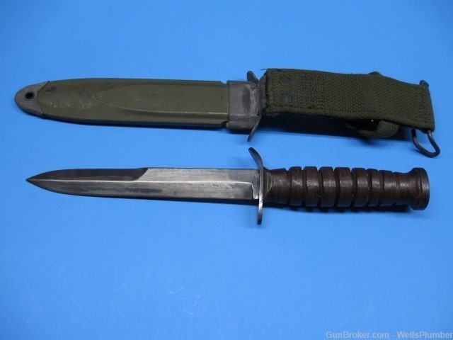 US WWII CASE M3 BLADE MARKED BLUED FINISH FIGHTING KNIFE w/ SCABBARD-img-1