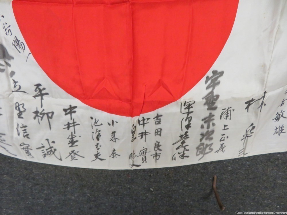 IMPERIAL JAPANESE WWII HINOMARU MEATBALL FLAG W/ SIGNED KANJI CHARACTERS-img-4