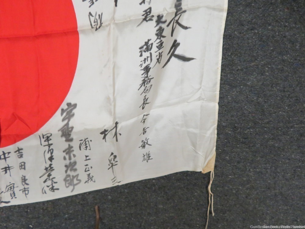 IMPERIAL JAPANESE WWII HINOMARU MEATBALL FLAG W/ SIGNED KANJI CHARACTERS-img-5