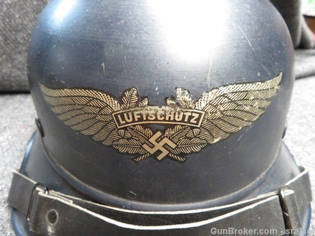 WWII GERMAN LUFTSCHUTZ HELMET W/ PUCH FACTORY DECALS ORIGINAL PRE WW2-img-3