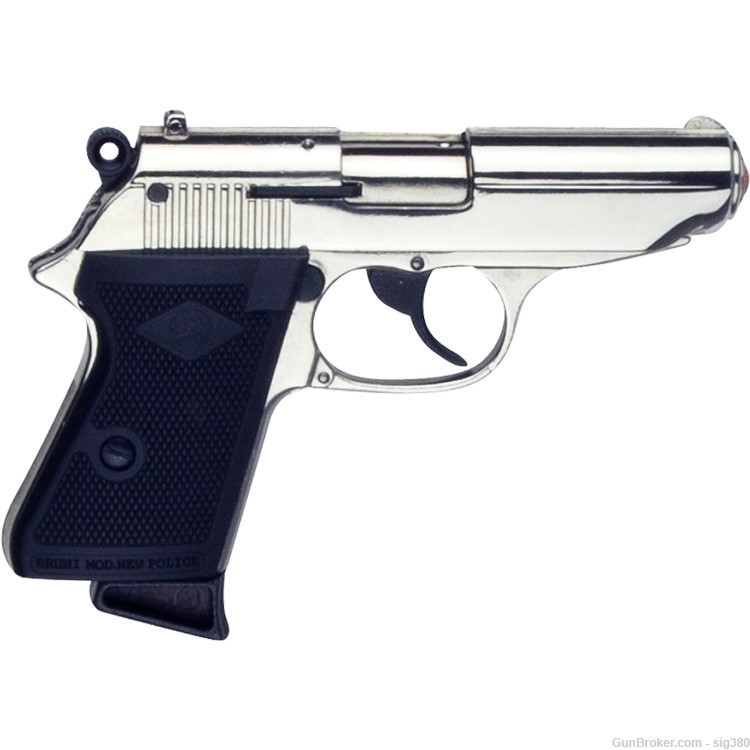 James Bond PPK Style Nickel Finish 9MM Blank Firing Pistol-img-0