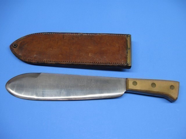 USMC WWII MEDICAL CORPSMEN BOLO KNIFE WITH USMC 1945 SCABBARD (MINT)-img-0