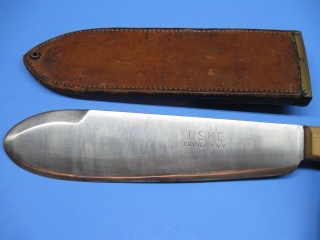 USMC WWII MEDICAL CORPSMEN BOLO KNIFE WITH USMC 1945 SCABBARD (MINT)-img-2