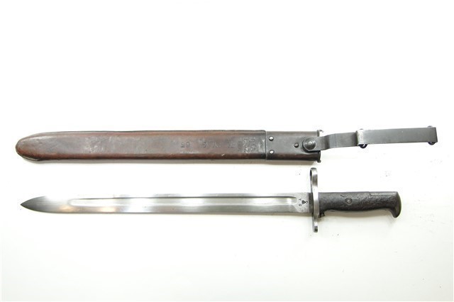US SPRINGFIELD ARMORY MODEL 1905 BAYONET w/ LEATHER COVERED SCABBARD (1907)-img-1