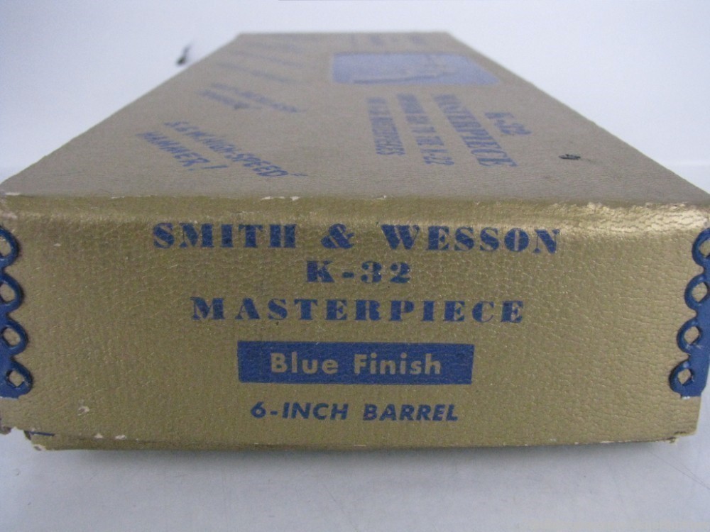 SMITH & WESSON K-32 MASTERPIECE TARGET REVOLVER 6" BBL BLUED FINISH BOX-img-1