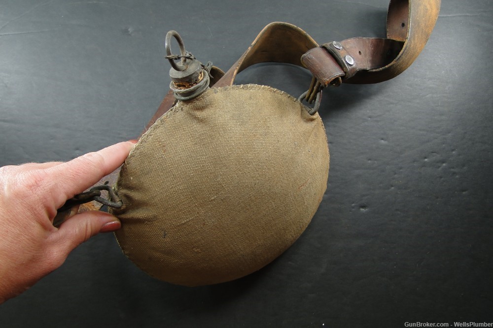 INDIAN WARS US MODEL 1874 M1874 CANTEEN WITH LEATHER STRAP (NICELY MARKED)-img-3