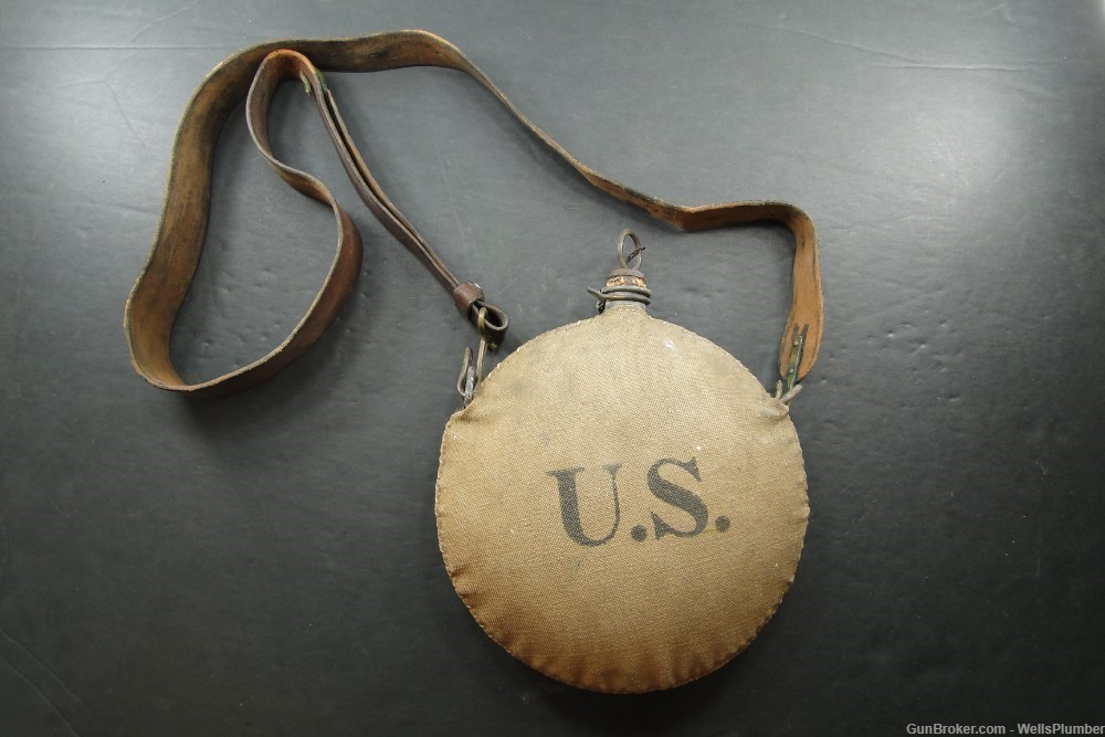 INDIAN WARS US MODEL 1874 M1874 CANTEEN WITH LEATHER STRAP (NICELY MARKED)-img-0