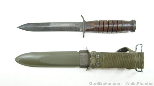 US WWII M3 FIGHTING KNIFE GUARD MARKED UTICA-img-7