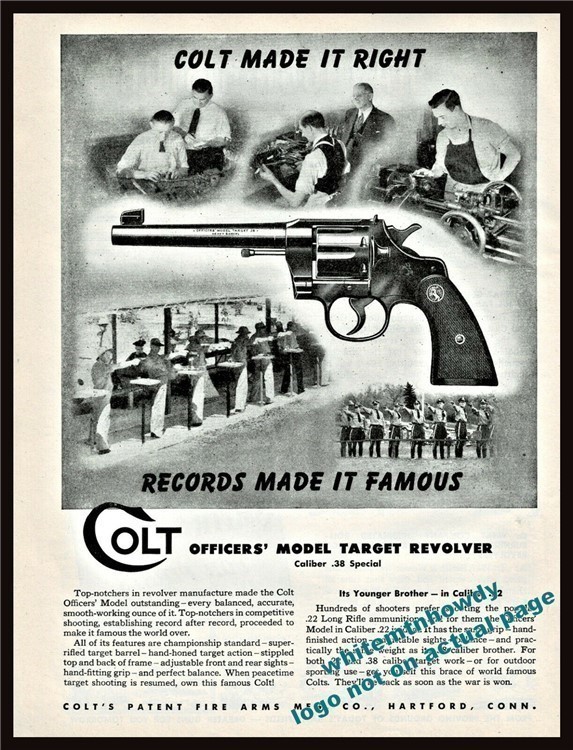 1945 COLT Officers' Model Target Revolver PRINT AD Old Gun Advertising-img-0