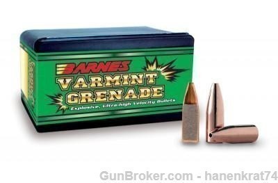 Barnes Varmint Grenade Rifle Bullets6mm 62gr HP 100 cnt - 30214-img-0