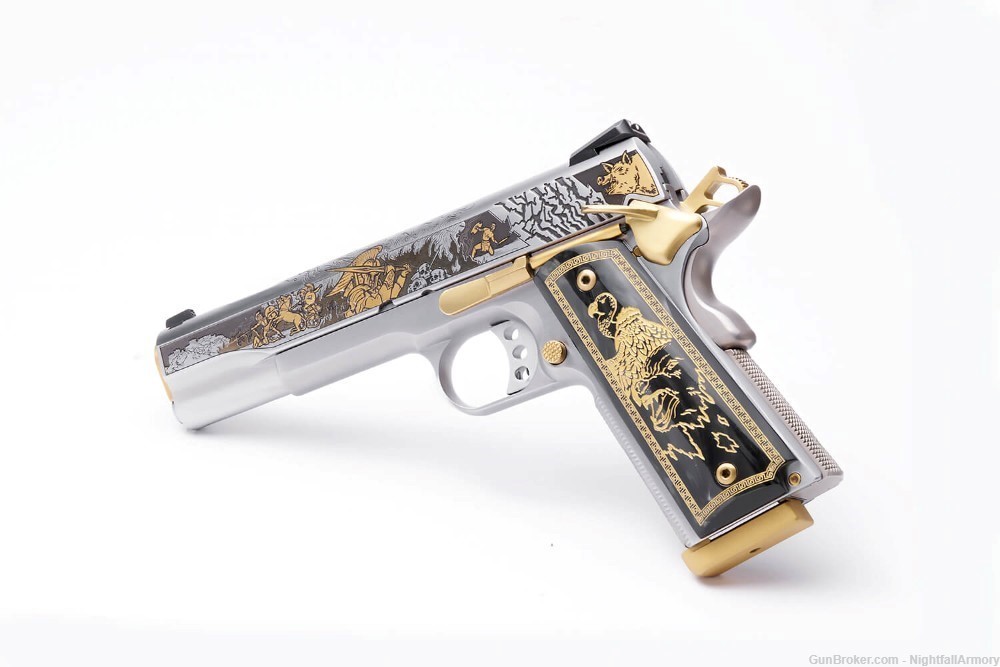 Pair of S&W ARES Engraved 1911 .45ACP Pistols Gods of Olympus SW 200 made !-img-9