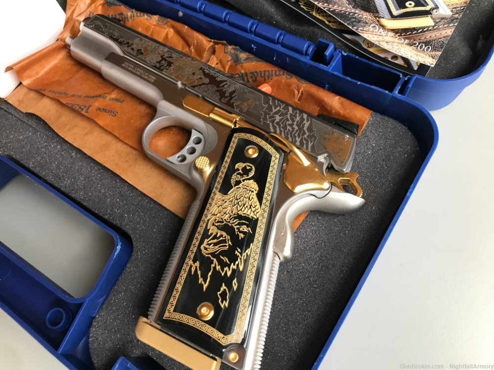 Pair of S&W ARES Engraved 1911 .45ACP Pistols Gods of Olympus SW 200 made !-img-6