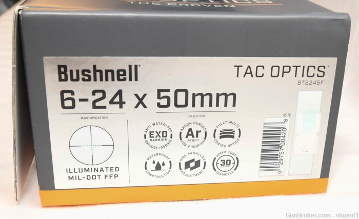 Bushnell Tac-Optics 6-24 x 50mm FFP Illum Mil-Dot -img-2