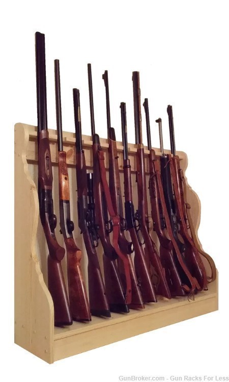 Pine Wooden Vertical Gun Rack 12 Place Long Gun Display-img-0