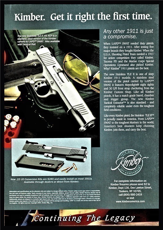 2004 KIMBER TLE II .45 ACP Pistol Original PRINT AD-img-0