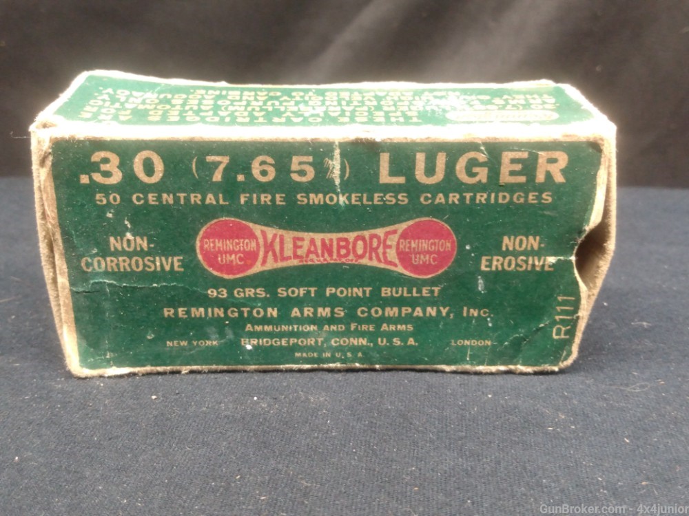 .30 cal LUGER 7.65 pistol Remington umc kleenbore dogbone ammo vintage rare-img-7