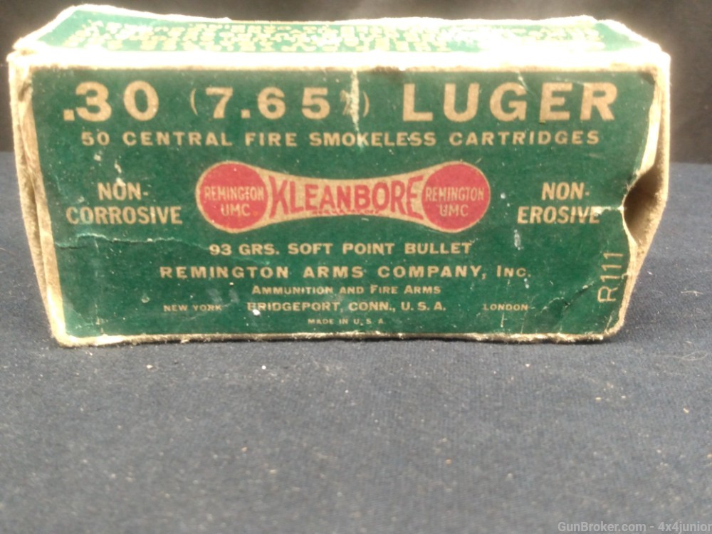 .30 cal LUGER 7.65 pistol Remington umc kleenbore dogbone ammo vintage rare-img-8