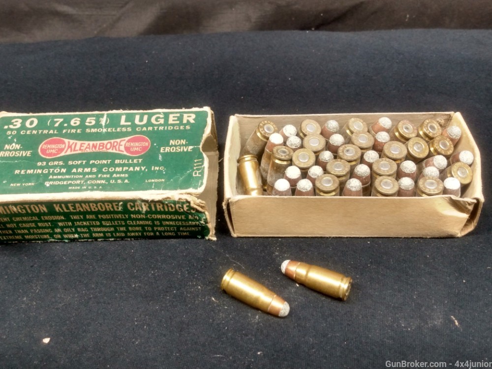 .30 cal LUGER 7.65 pistol Remington umc kleenbore dogbone ammo vintage rare-img-5