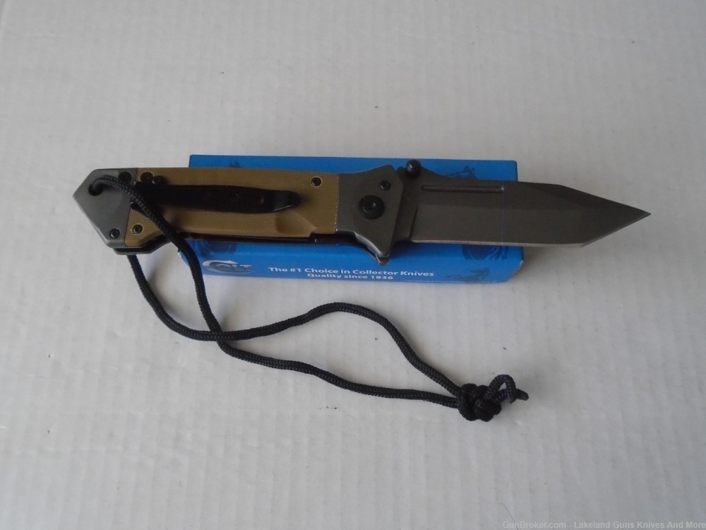 NIB Colt CT708 Linerlock Desert Tan G-10 Tanto Folding Knife With Lanyard!-img-6