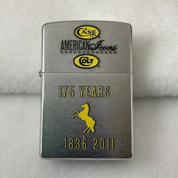 NIB Sealed Rare American Icons 175 Years 1836-2011 Case Colt Zippo Lighter!-img-1
