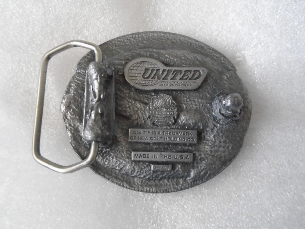 Rare USA Made ONLY 6 Months! 1996 Colt “To The Core” Pewter Belt Buckle!-img-5