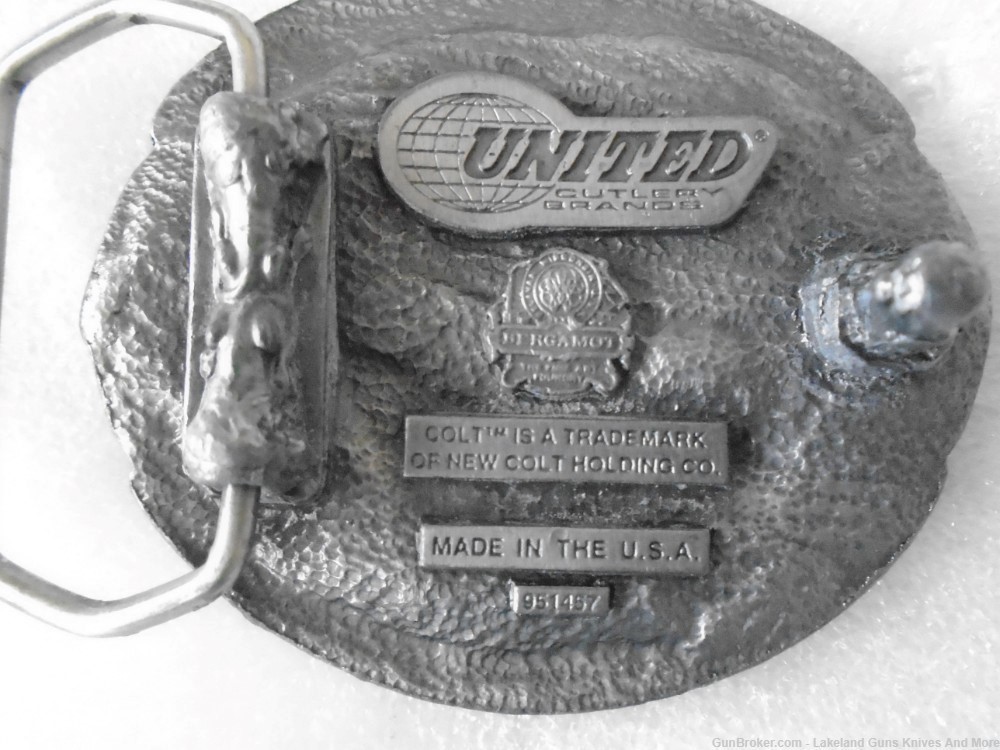 Rare USA Made ONLY 6 Months! 1996 Colt “To The Core” Pewter Belt Buckle!-img-6