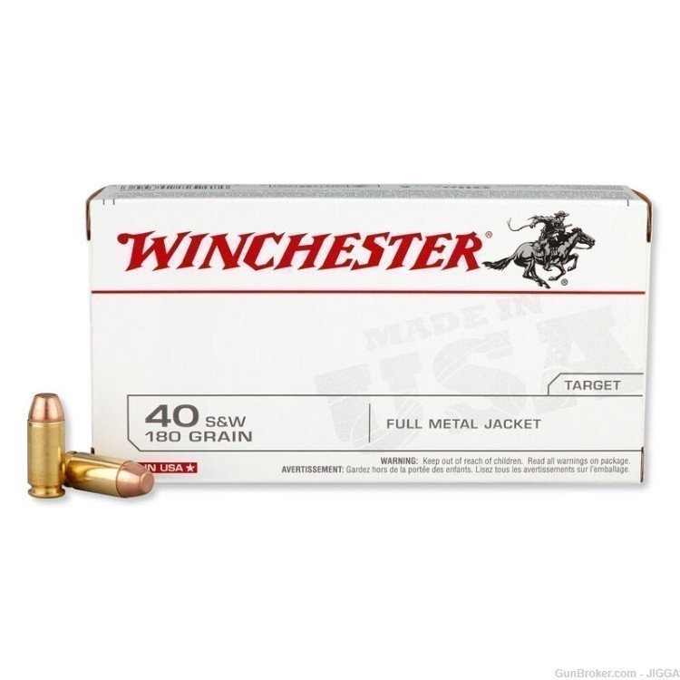 Winchester USA .40 S&W Ammunition 50 Rounds FMJ 180 Grains-img-0