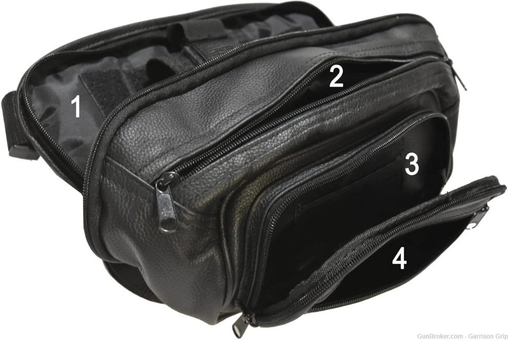 Garrison Grip 4 Compartment Leather Locking Fanny Pack For Large Guns-img-2