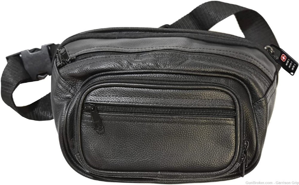 Garrison Grip 4 Compartment Leather Locking Fanny Pack For Large Guns-img-0