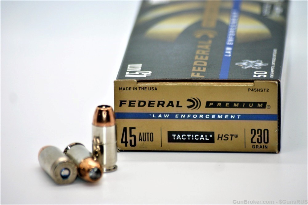 Federal HST.45 ACP 230 Grain Tactical 45acp HST® LE JHP Nickel Brass 50 RDS-img-3