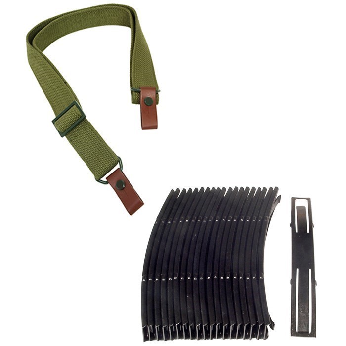 Set of 20 Stripper Clips + Green Rifle Sling for 7.62X39 SKS AK AK47 MAK90-img-0