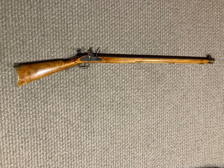 50cal custom flintlock RICE barrel Lyman peep sights and Curley maple stock-img-1