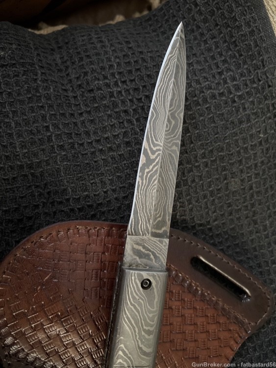 Damascus Steel custom made SWICHTBLADE Automatic Huge Knife. 12 inches -img-1